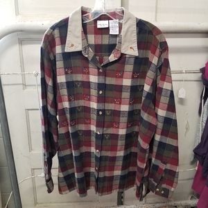 Vintage Bobbie Brooks 26W/28W Plaid Long Sleeves Top